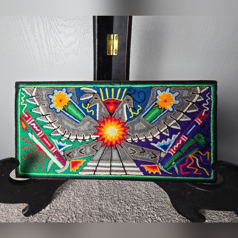 Mexican Folk Art Huichol Yarn Painting - Picture 2 of 8